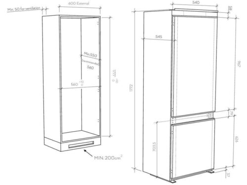 Frigorífico Combinado Encastre CANDY CBT3518FW (No Frost - 177 cm - 248 L - Branco) - Imagen 6