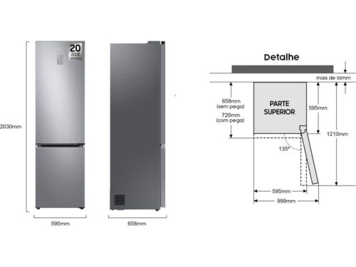 Frigorífico Combinado SAMSUNG RB38T676CS9 (No Frost - 203 cm - 385 L - Inox) - Imagen 3