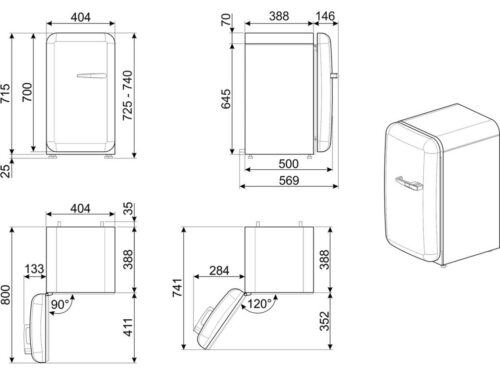 Frigorífico Mini Bar SMEG FAB5LPB5 (Estático - 72.5 cm - 34 L - Azul) - Imagen 2