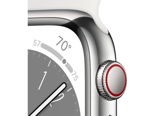 APPLE Watch Series 8 GPS+Cellular 41 mm Prateado Aço Inoxidável com Bracelete Desportiva Branco - Imagen 3