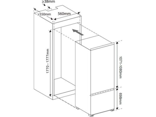 Frigorífico Combinado Encastre BECKEN BBIC2341N (Estático - 177 cm - 250 L - Branco) - Imagen 5