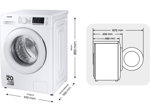 Máquina de Lavar Roupa SAMSUNG WW90TA026TE (9 kg - 1200 rpm - Branco) - Imagen 3