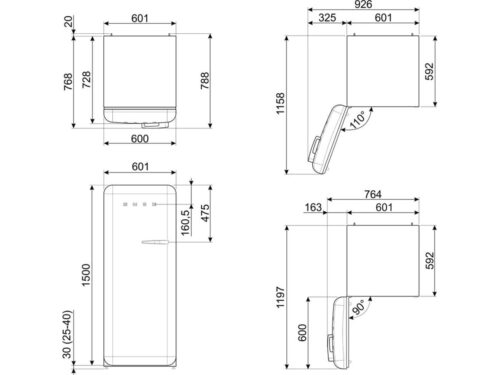 Frigorífico SMEG FAB28LSV5 (Estático - 153 cm - 270 L - Cinzento) - Imagen 3