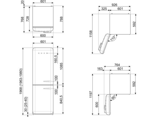 Frigorífico Combinado SMEG FAB32RBL5 (No Frost - 196.8 cm - 331 L - Preto) - Imagen 6