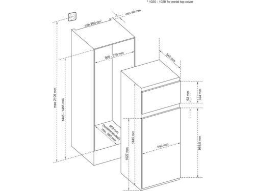 Frigorífico Encastre VOX IKG2630F (Estático - 144.5 cm - 210 L - Branco) - Imagen 3