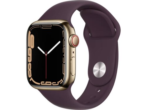 APPLE Watch Series 7 GPS+Cellular 41 mm Dourado com Bracelete Desportiva Cereja Escura