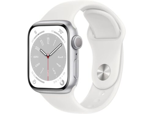 APPLE Watch Series 8 GPS 41 mm Prateado com Bracelete Desportiva Branca
