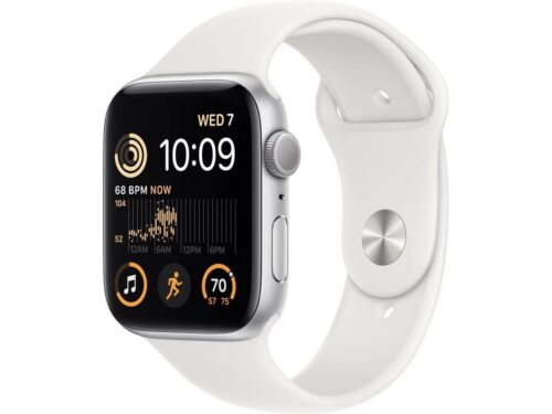 APPLE Watch SE GPS 44 mm Prateado com Bracelete Desportiva Branca