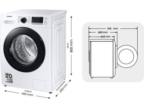 Máquina de Lavar Roupa SAMSUNG WW11BGA046AE (11 kg - 1400 rpm - Branco) - Imagen 3